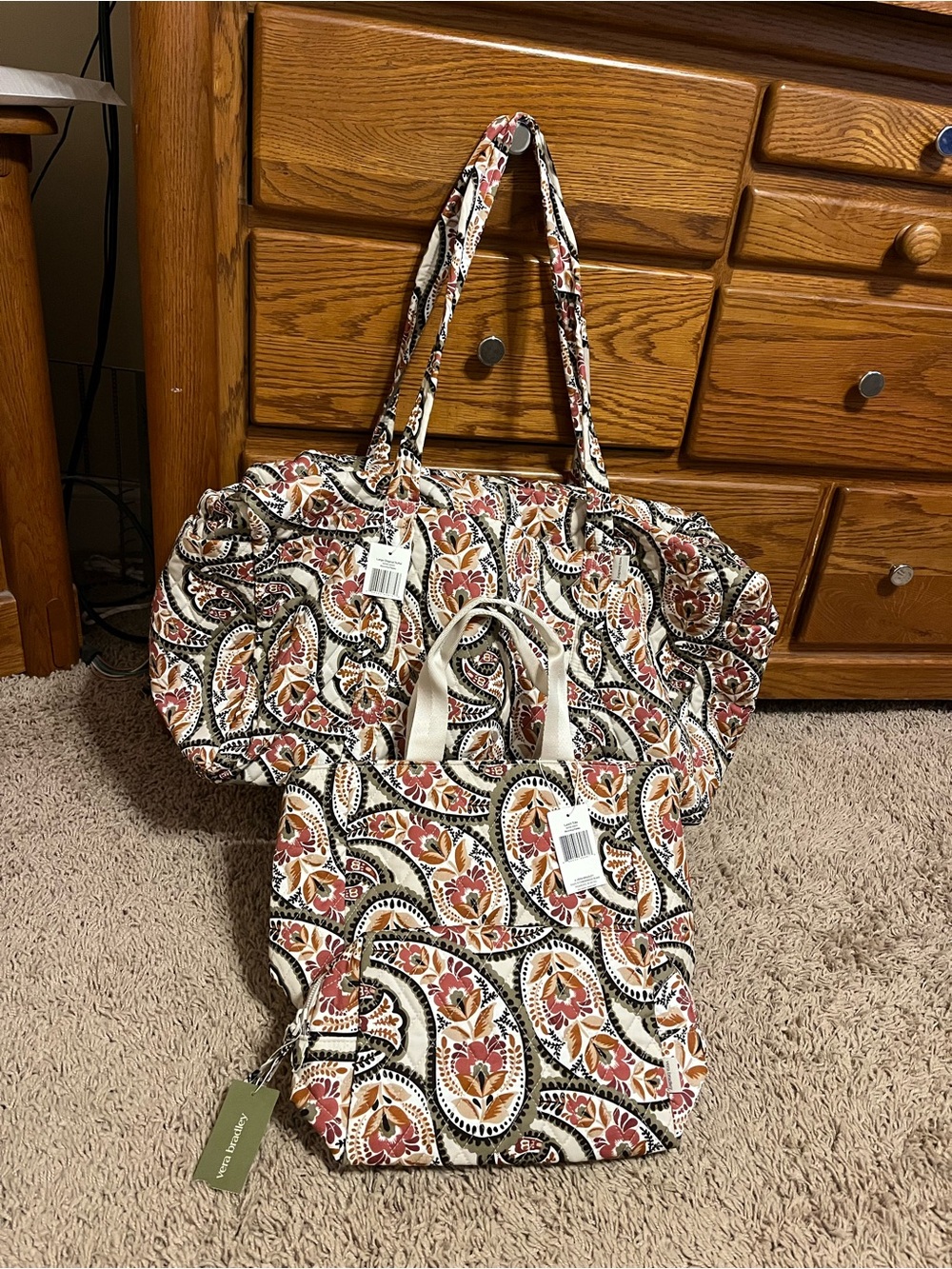 Vera Bradley Floral Paisley bags and cosmetic Pouch - Cream Multi